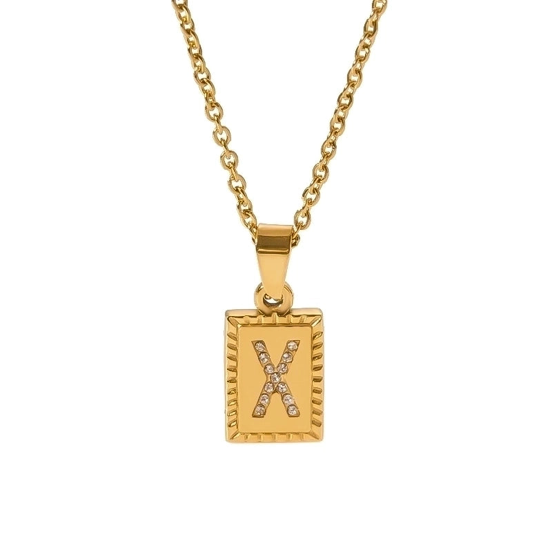 304 Stainless Steel Sweet Polishing Plating Inlay Letter Diamond Necklace