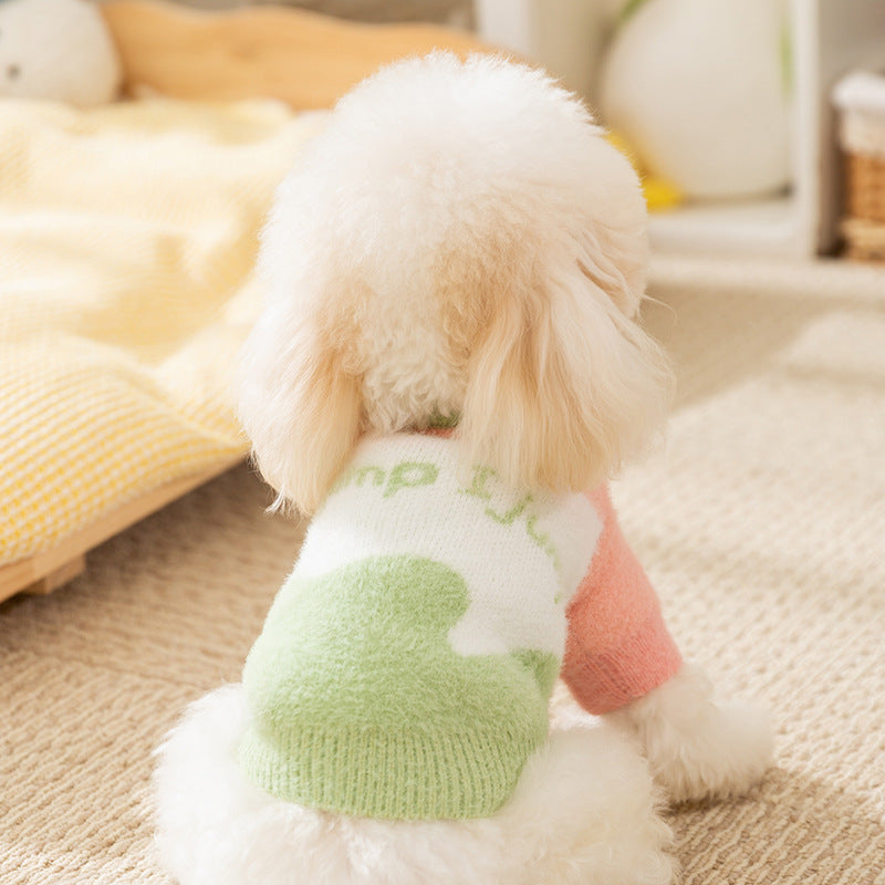 Color Block Warm Soft Dog Cat Sweater