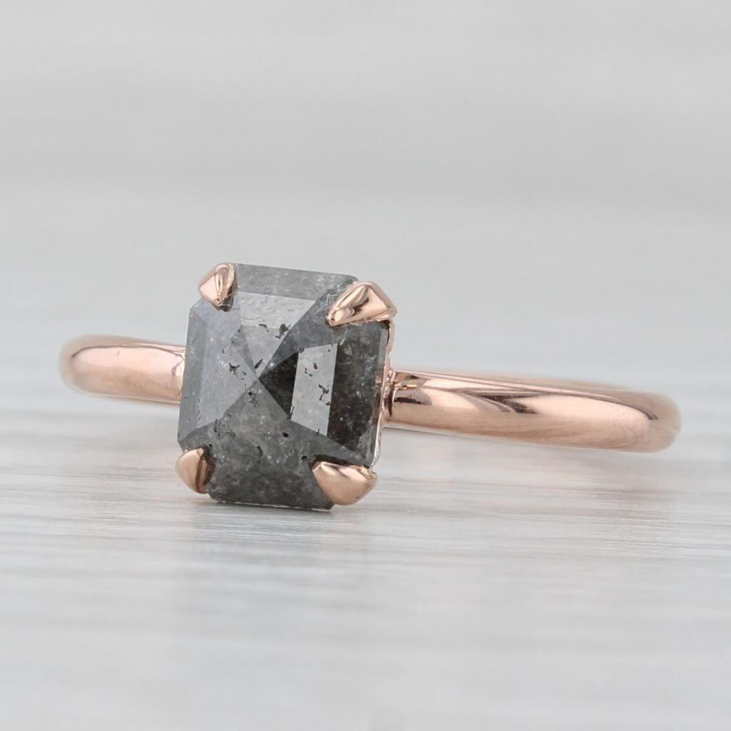 New Custom 1.44ct Galaxy Diamond Solitaire Ring 14k Rose Gold Size 6 Octagon Cut