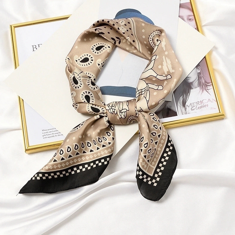 Women's Elegant Lady Color Block Polyester Printing Silk Scarf
