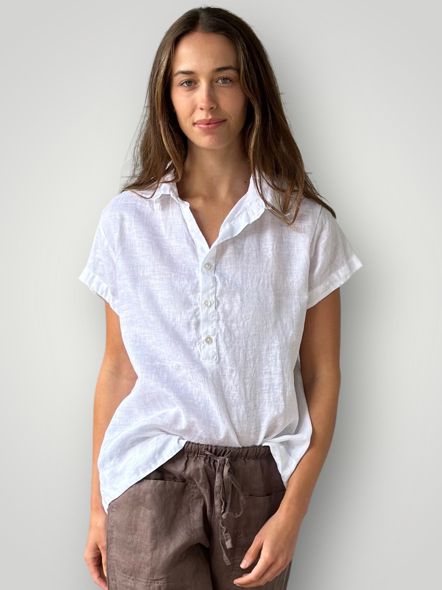 celia top -white linen