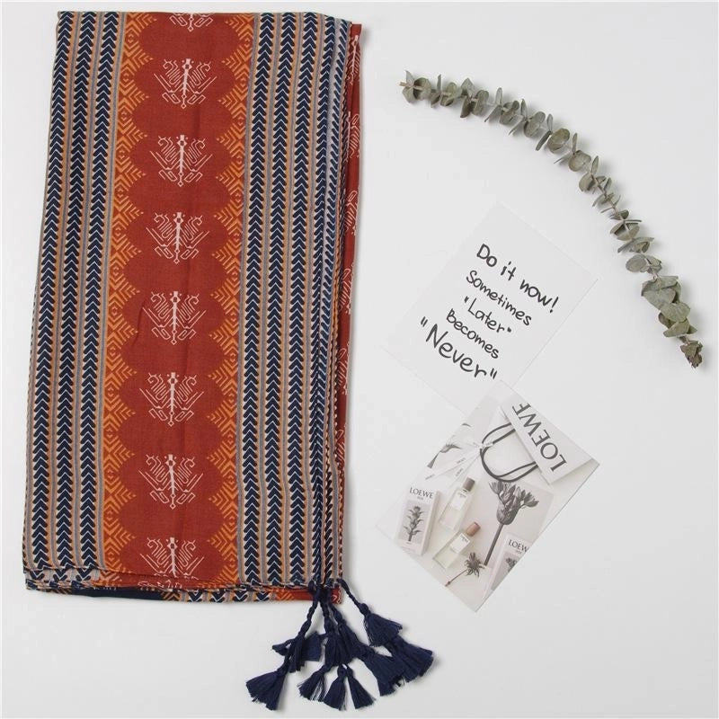Shawl Female Sunscreen Scarf Navy Blue Orange Student Travel Scarf