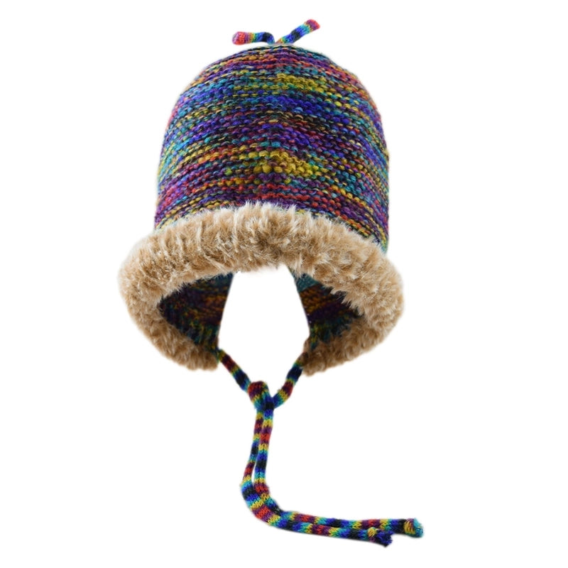 Women's Retro Sweet Color Block Eaveless Wool Cap