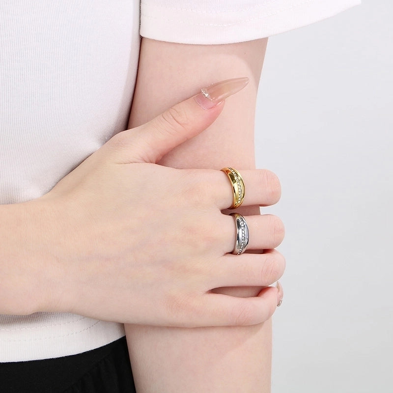Vintage Style Minimalist Classic Style Geometric 304 Stainless Steel 18K Gold Plated Rings