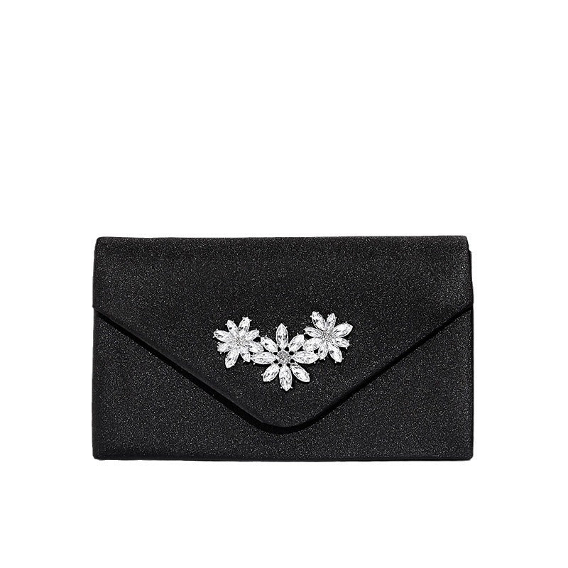 Black Silver Red Imitated Silk Solid Color Flower Square Evening Bags