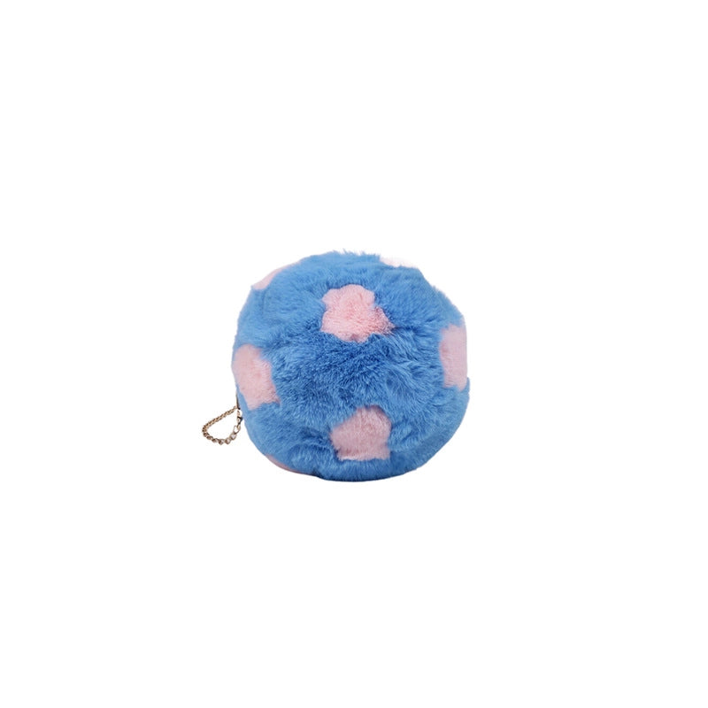 Women's Small Plush Football Streetwear Sewing Thread Round Zipper Crossbody Bag