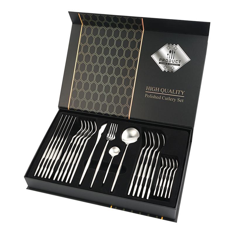 Silver (4404) 24 PCs Premium Steel Cutlery Set