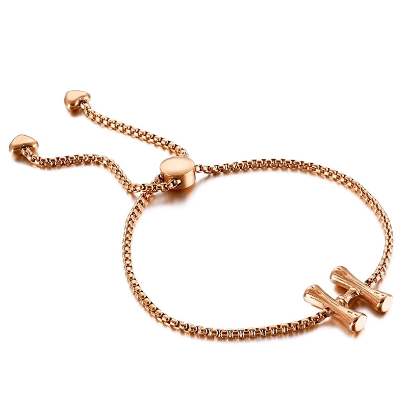 Casual Minimalist Letter Heart Shape Stainless Steel 18K Gold Plated Bracelets In Bulk