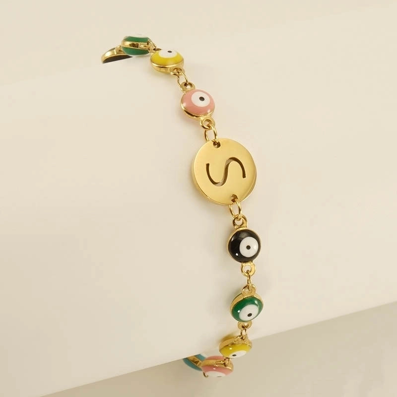 Titanium Steel Gold Plated Minimalist Classic Style Letter Plating Bracelets