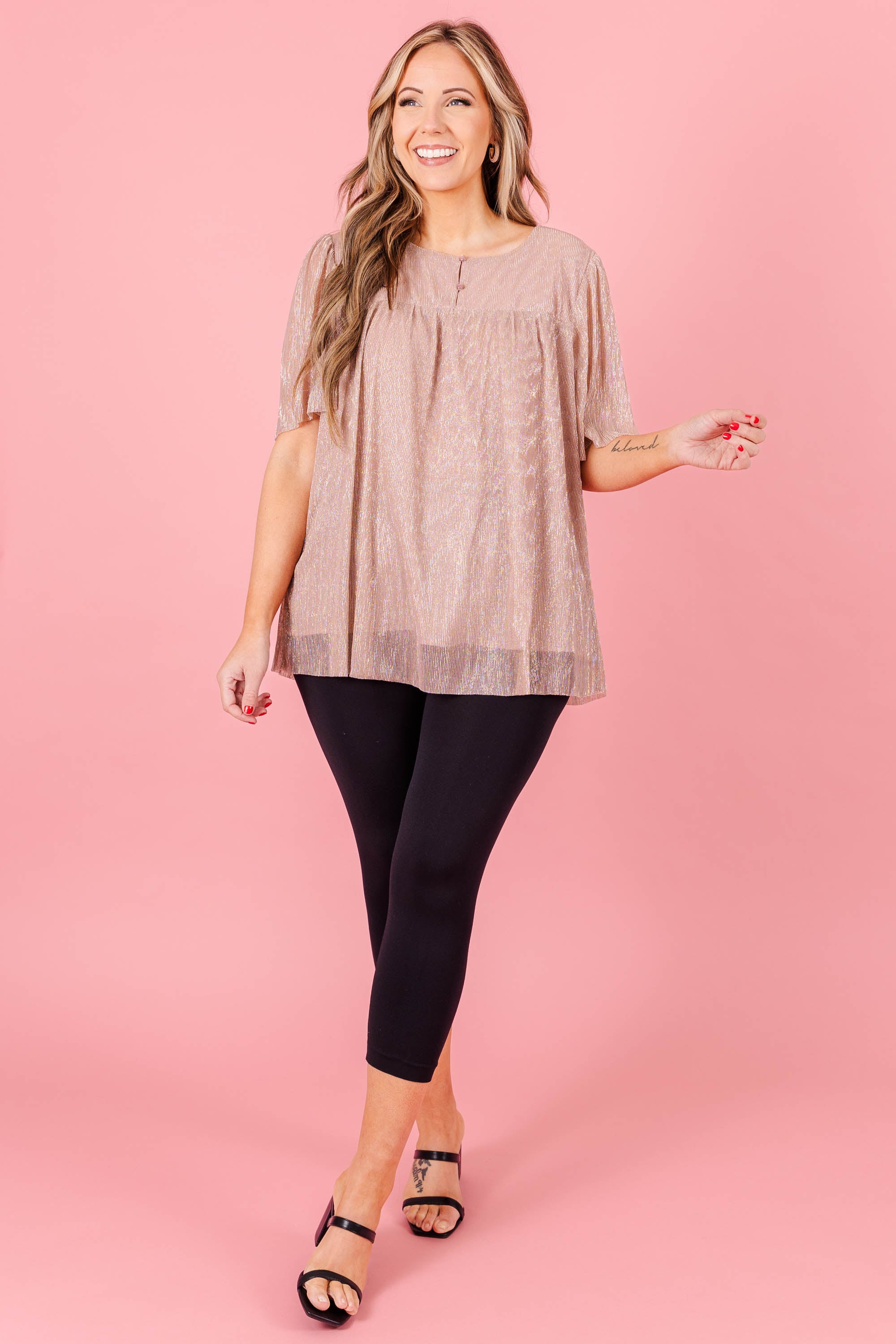 Grandeur Glam Top. Champagne