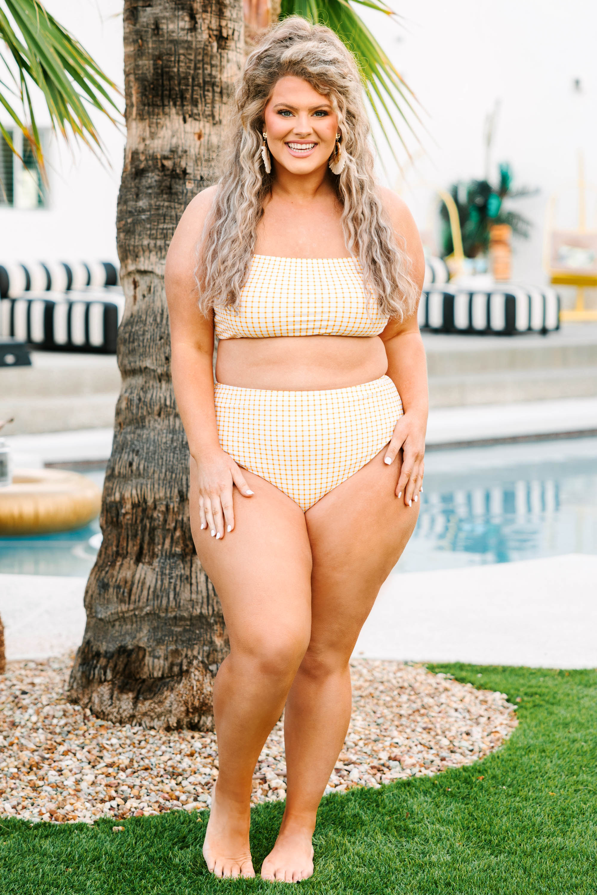 Feeling Fine And Sandy Swim Bottom. Gingham