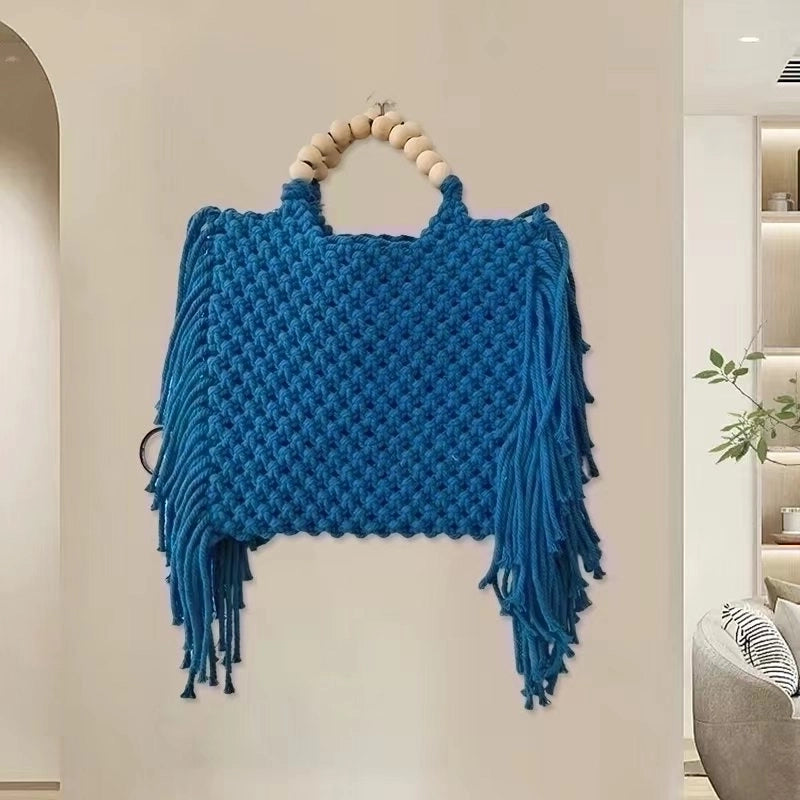 Women's Cotton Solid Color Elegant Square Open Handbag