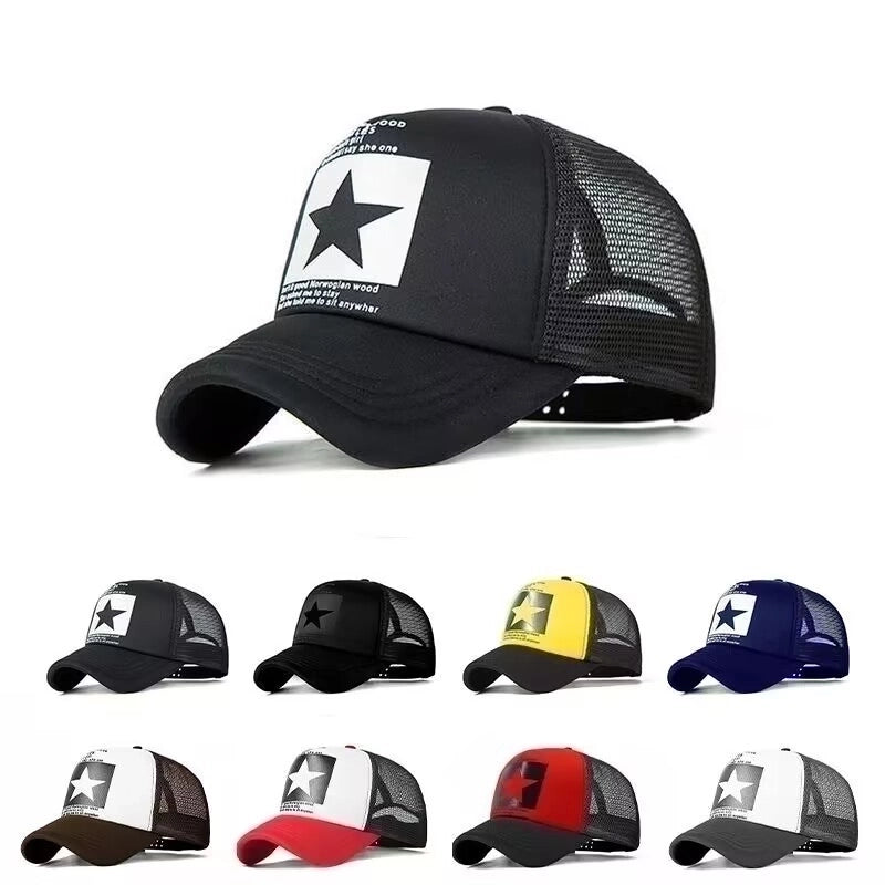 Unisex Basic Minimalist Letter Star Curved Eaves Baseball Cap