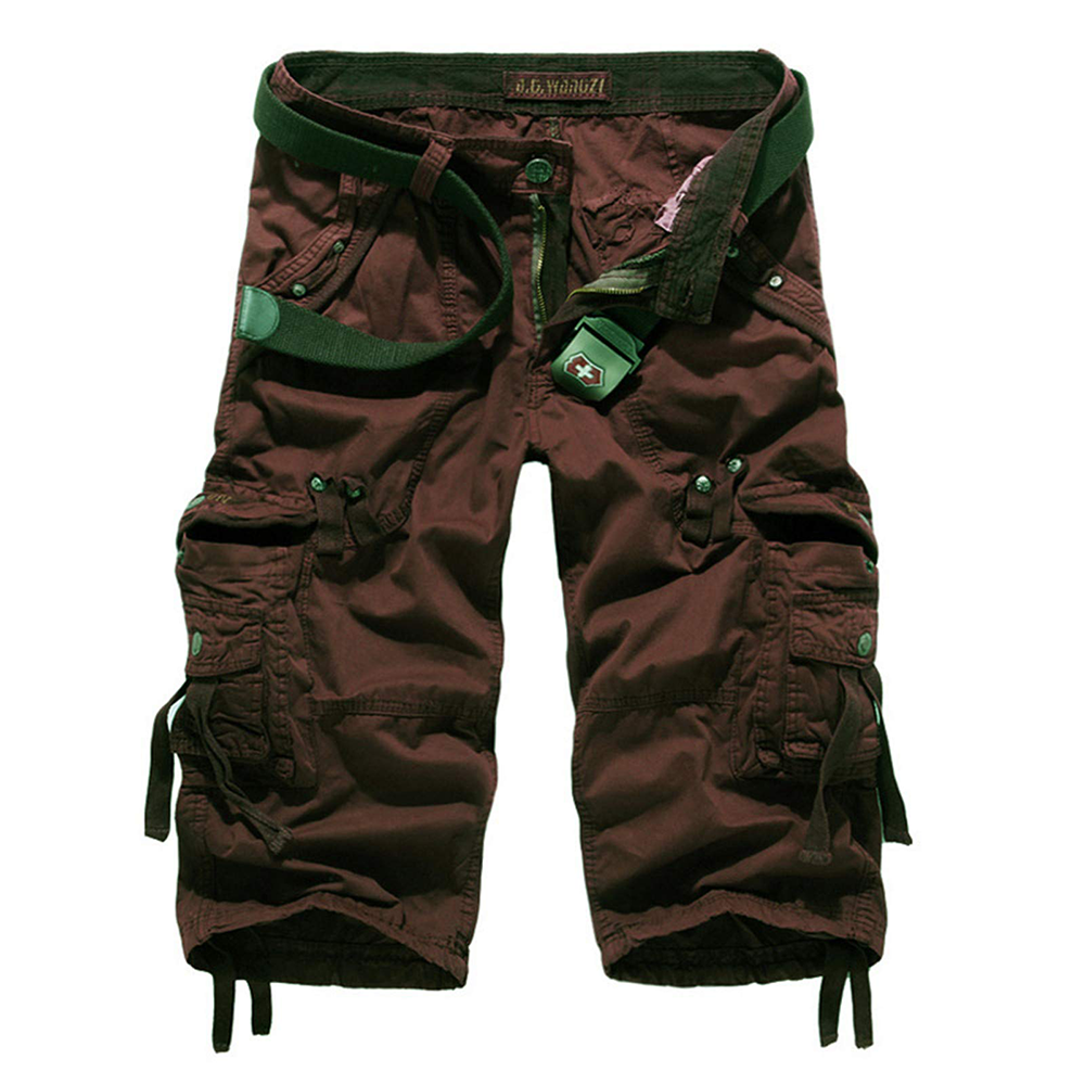 6-pack Men Casual Workout Military Men's Shorts Multi-Pocket Calf-Length Short Pants