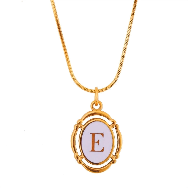 Stainless Steel Classic Style Stoving Varnish Plating Letter Pendant Necklace