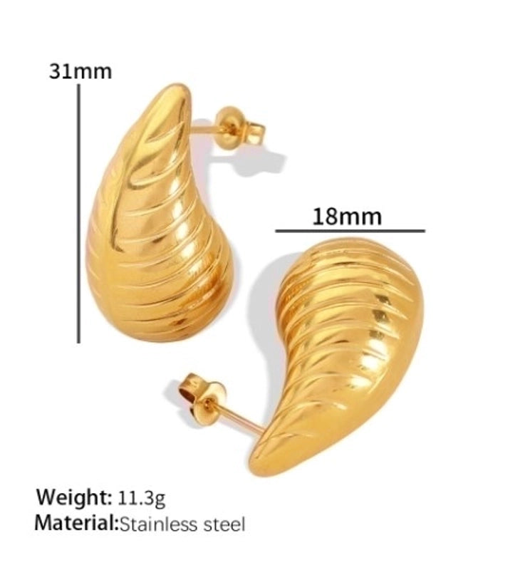 1 Pair Retro Roman Style Water Droplets Plating Titanium Steel 18K Gold Plated Ear Studs
