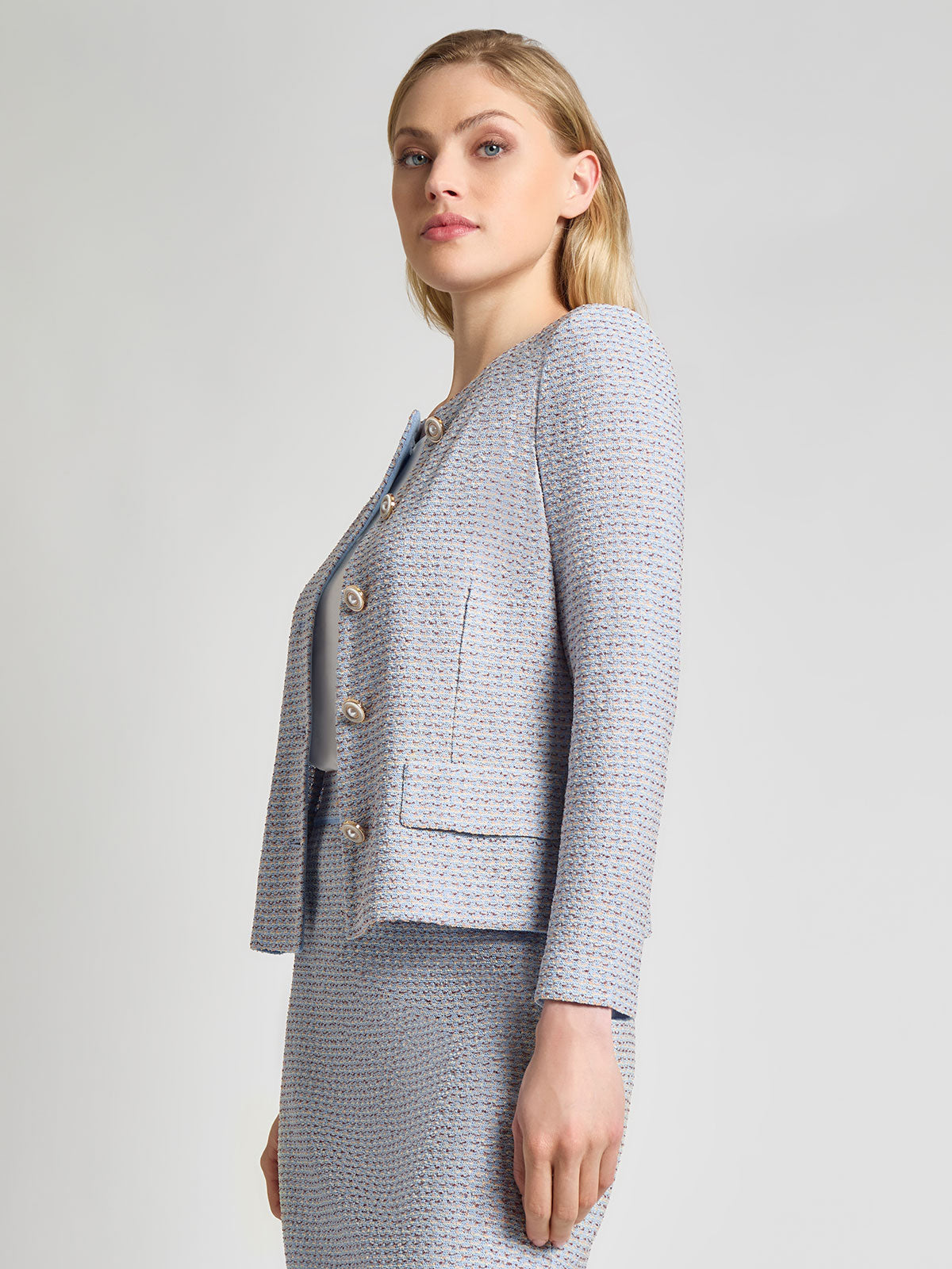 Tailored Tri-Color Tweed Knit Jacket - Vanity Fit
