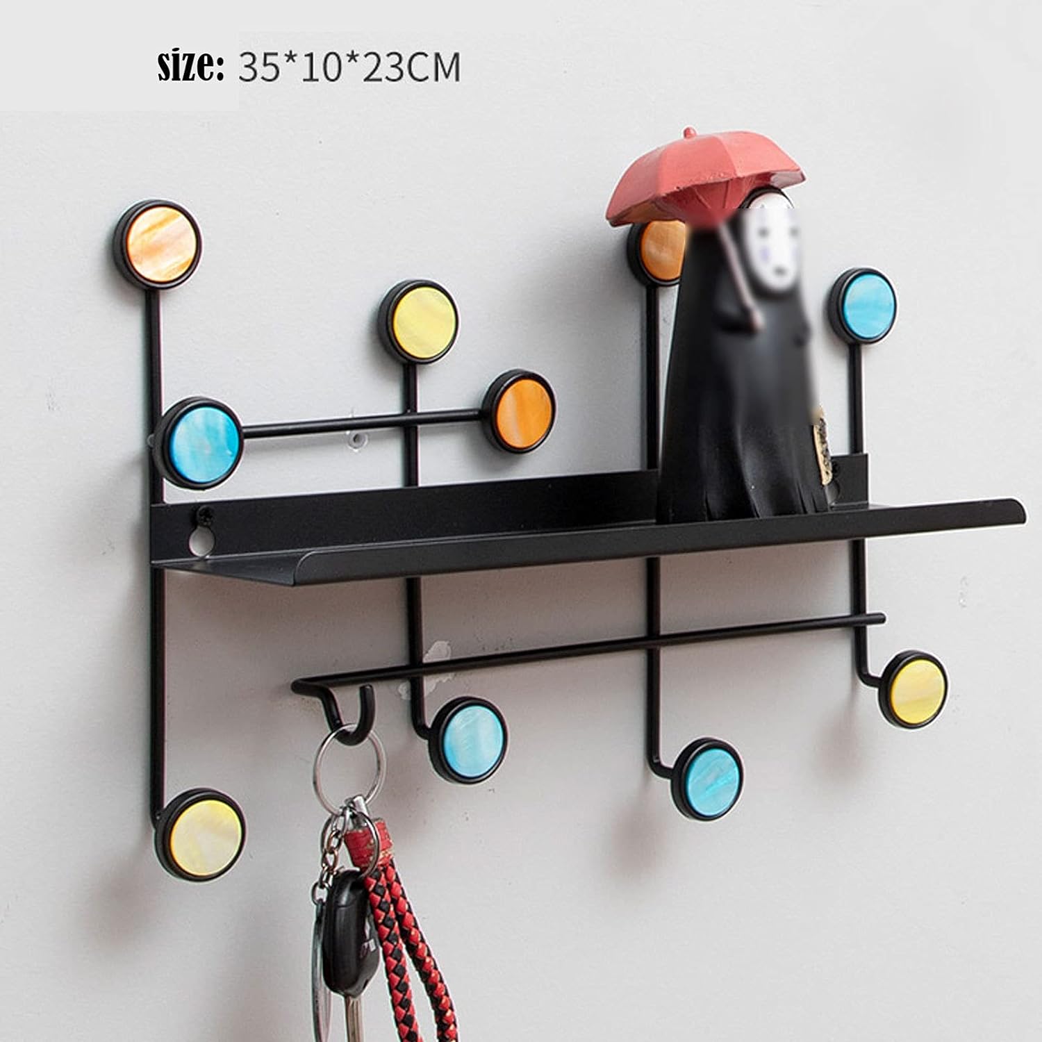 Nordic Style Wall Shelf With Hooks. Wall Decor - Rectangle