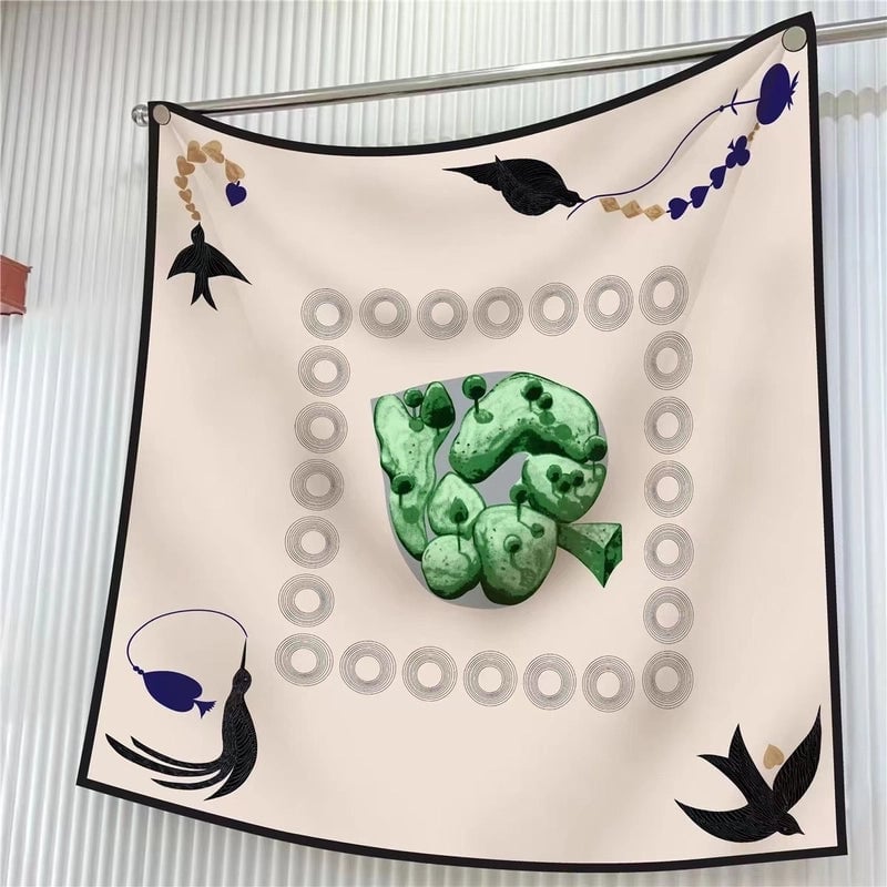New High Quality Twill Forged Large Square Fashion 90*90cm Printed Silk Scarf Sunscreen Shawl Scarf