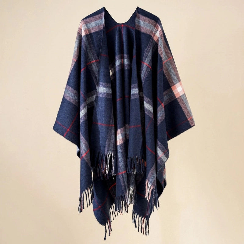 Women's Casual Lattice Polyester Tassel Shawl