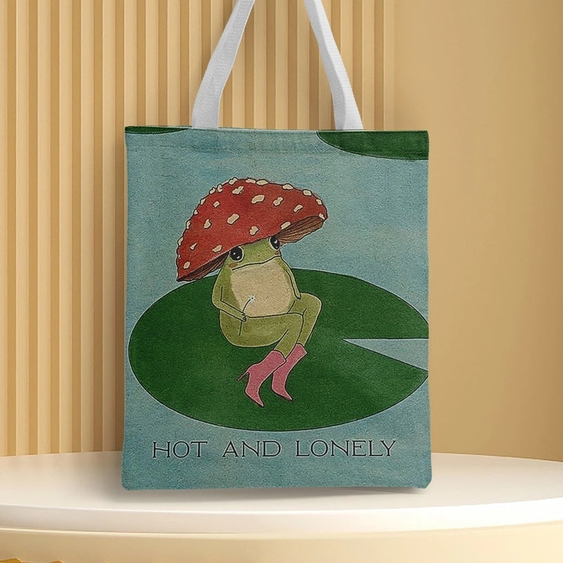 Unisex Polyester Leaves Cute Square Open Canvas Bag