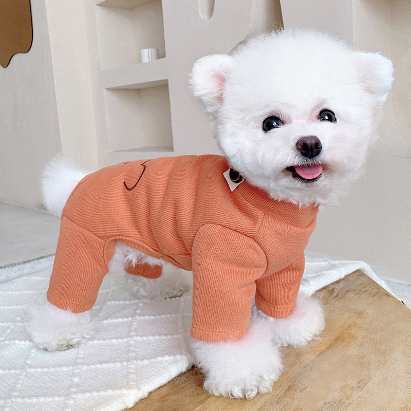 Bear Printed Buttoned Dog Jumpsuits