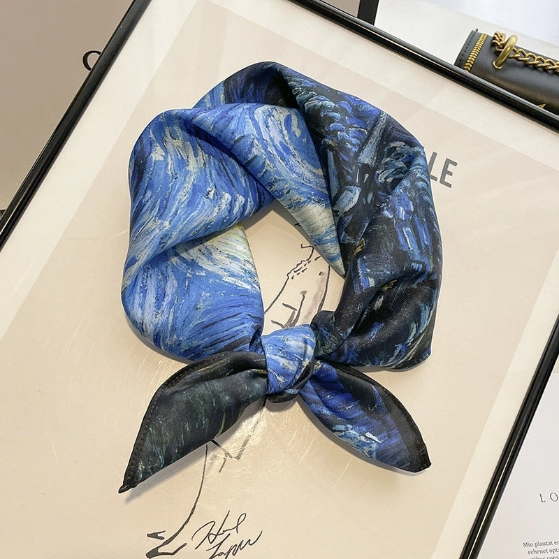 Women's Elegant Geometric Satin Printing Silk Scarves