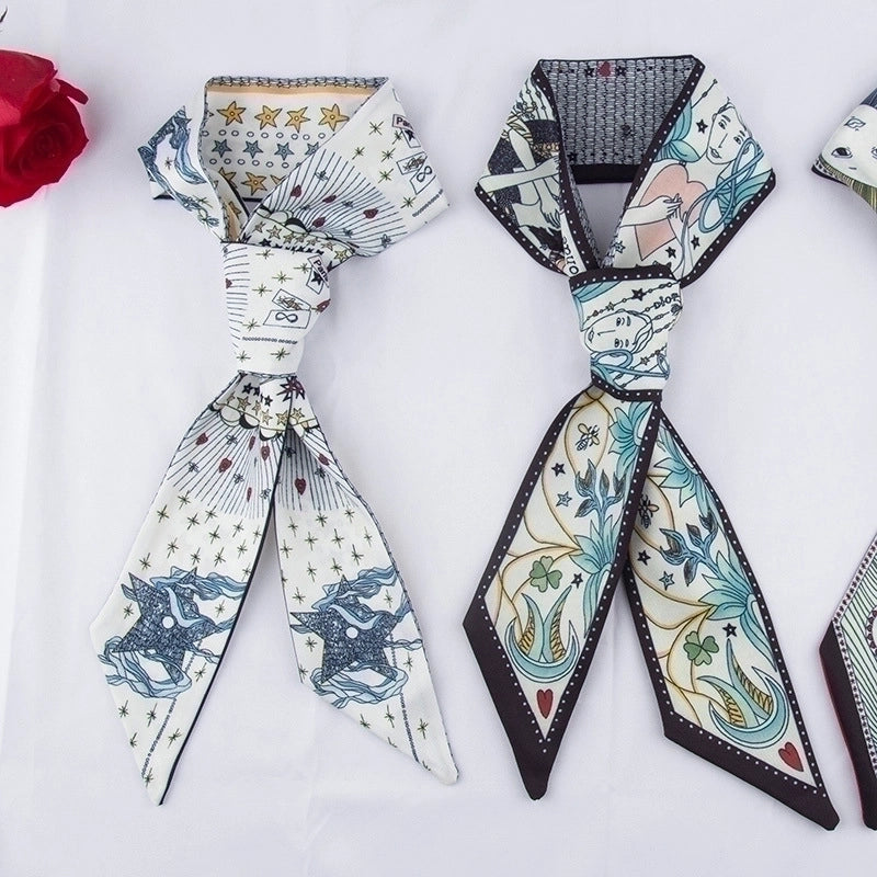 Women's Ethnic Style Star Flower Satin Printing Silk Scarves