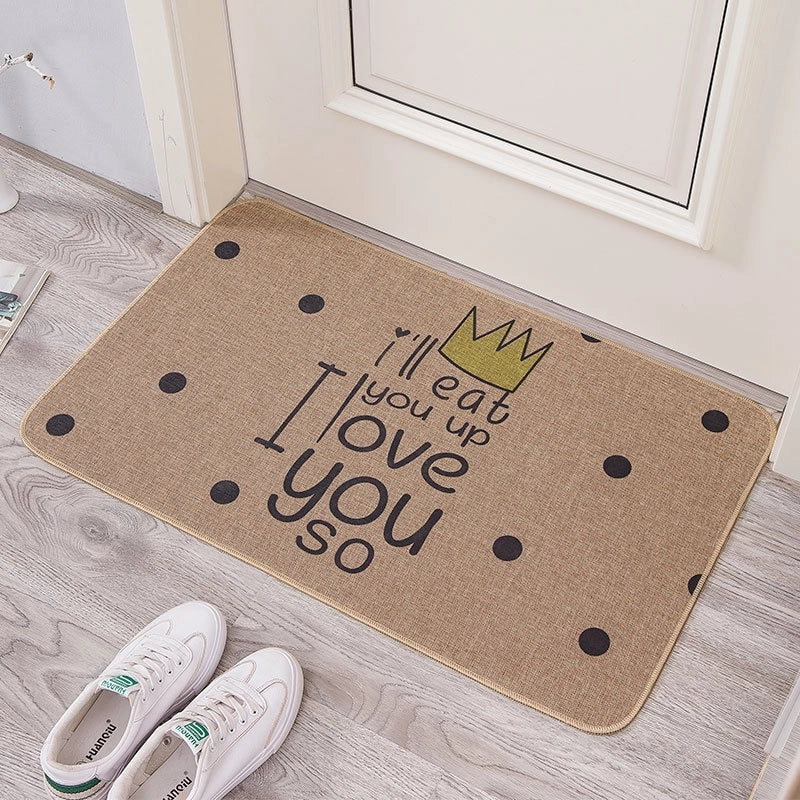 Imitation Saber Hemp Printed Rubber Floor Mat Rubber Bathroom Anti-slip Mat Absorbent Carpet Floor Mat Entrance Door Mat