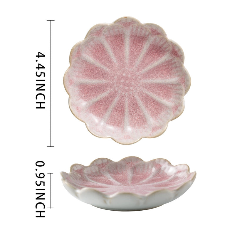 Jewelry Plate Tray Blue And Pink Storage Plate Household Snack Dish Taste Dish Ceramic Lotus Jewelry Plate