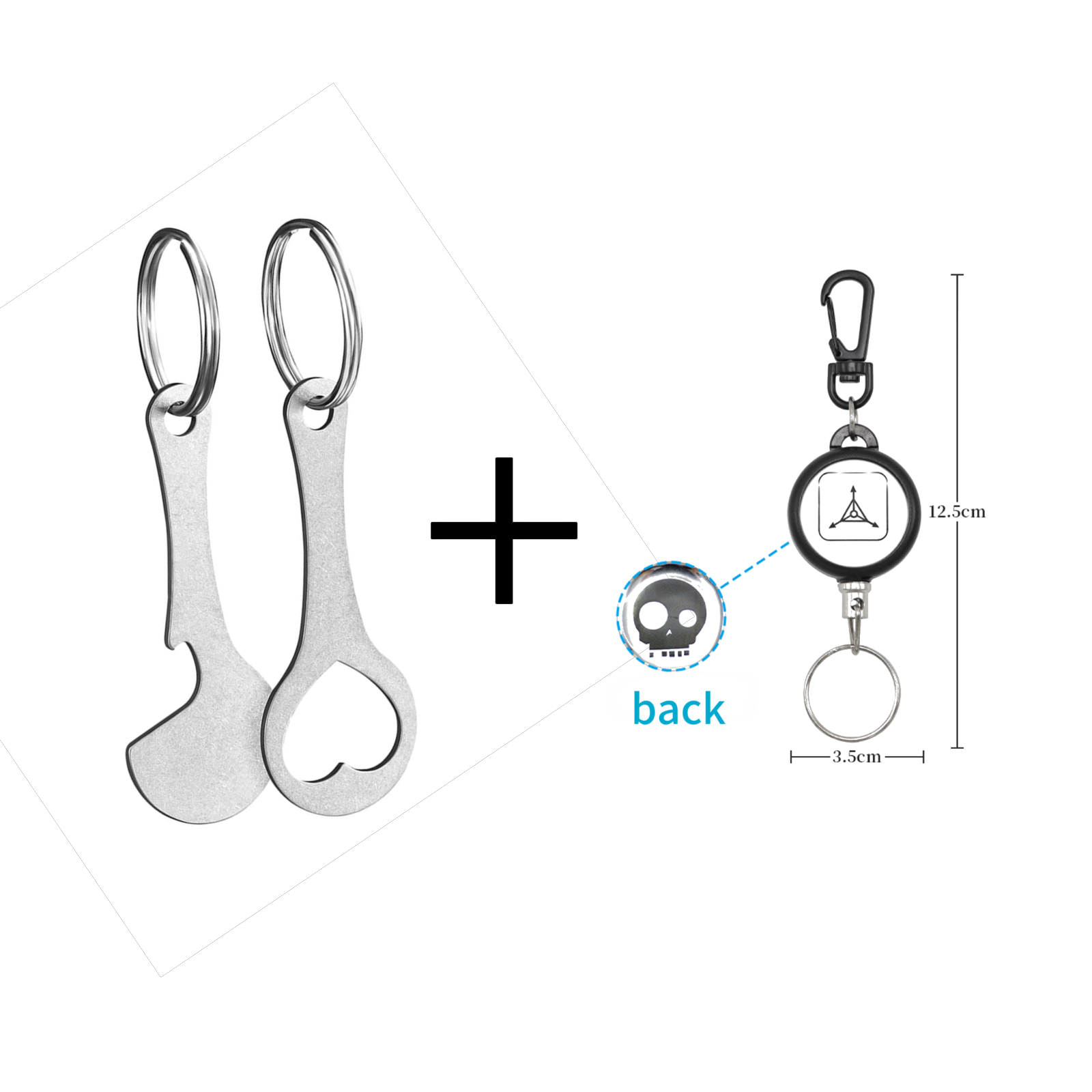 2 Pieces Stainless Steel Shopping Trolley Token Keyrings