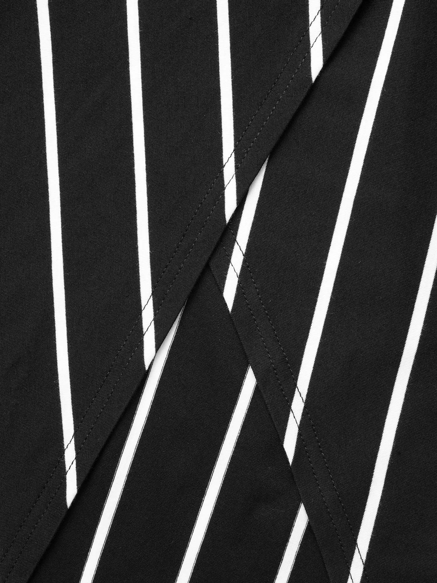 Striped Twist Front Split Hem Dress