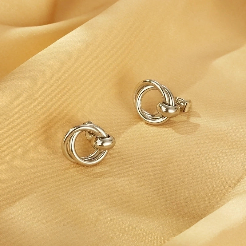 1 Pair Minimalist Circle 304 Stainless Steel 18K Gold Plated Ear Studs