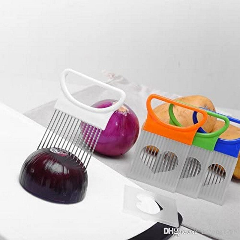 Slicers Tomato Onion Vegetables Slicer Cutting Aid Holder Guide Slicing Cutter Safe Fork