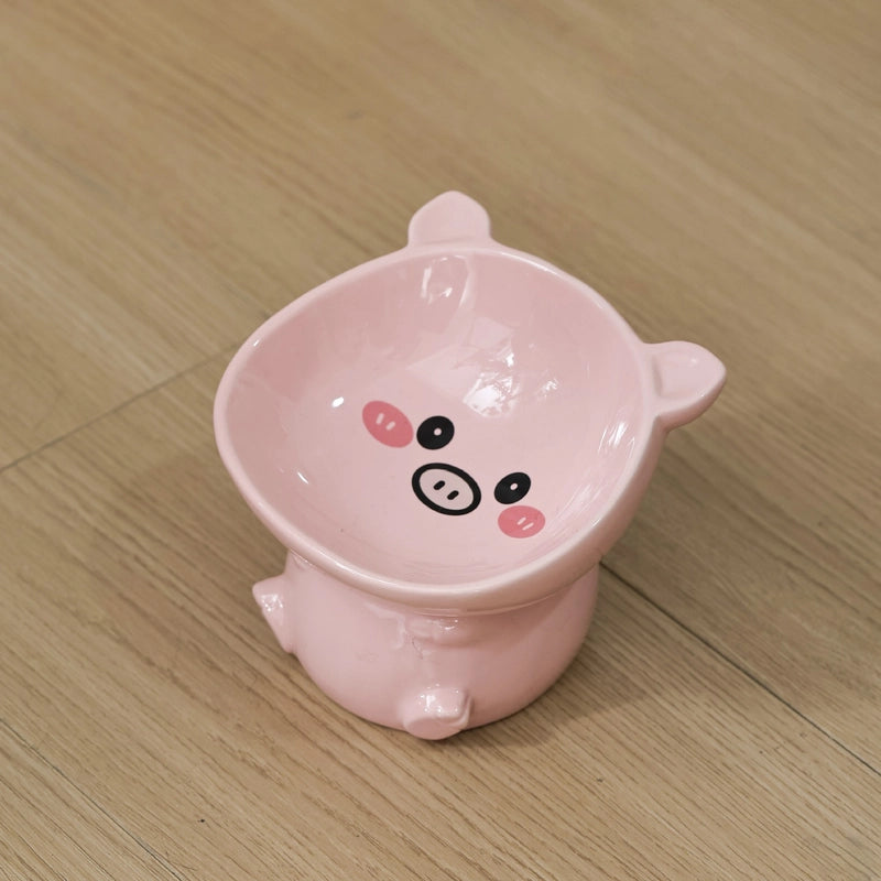 Cat Bowl Ceramic Protection Cervical Spine Drinking Bowl Pet Supplies Cute Slant Anti-overturning Dog Rice Bowl Cat Food Basin