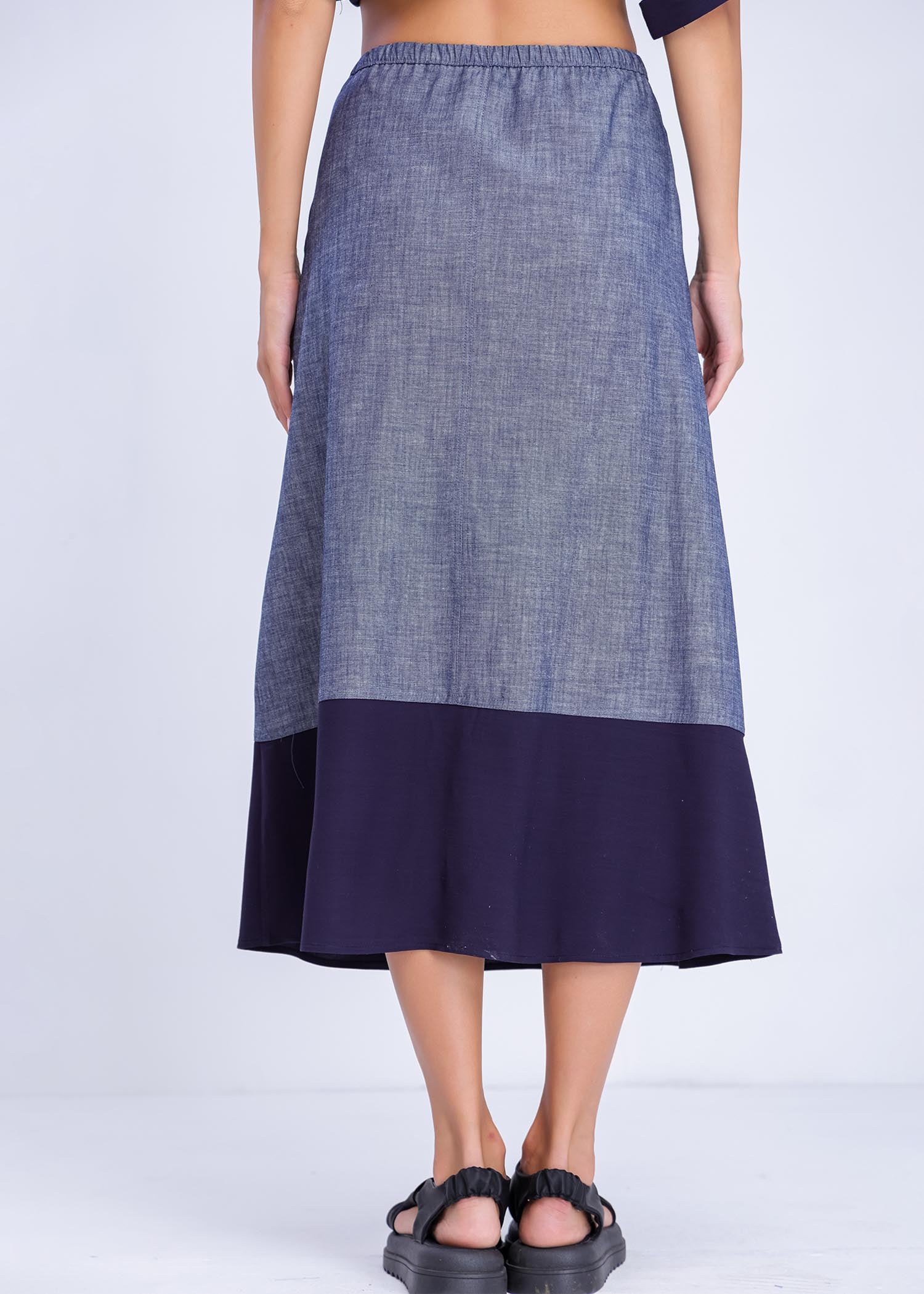 A Line Skirt With Contrast Panel