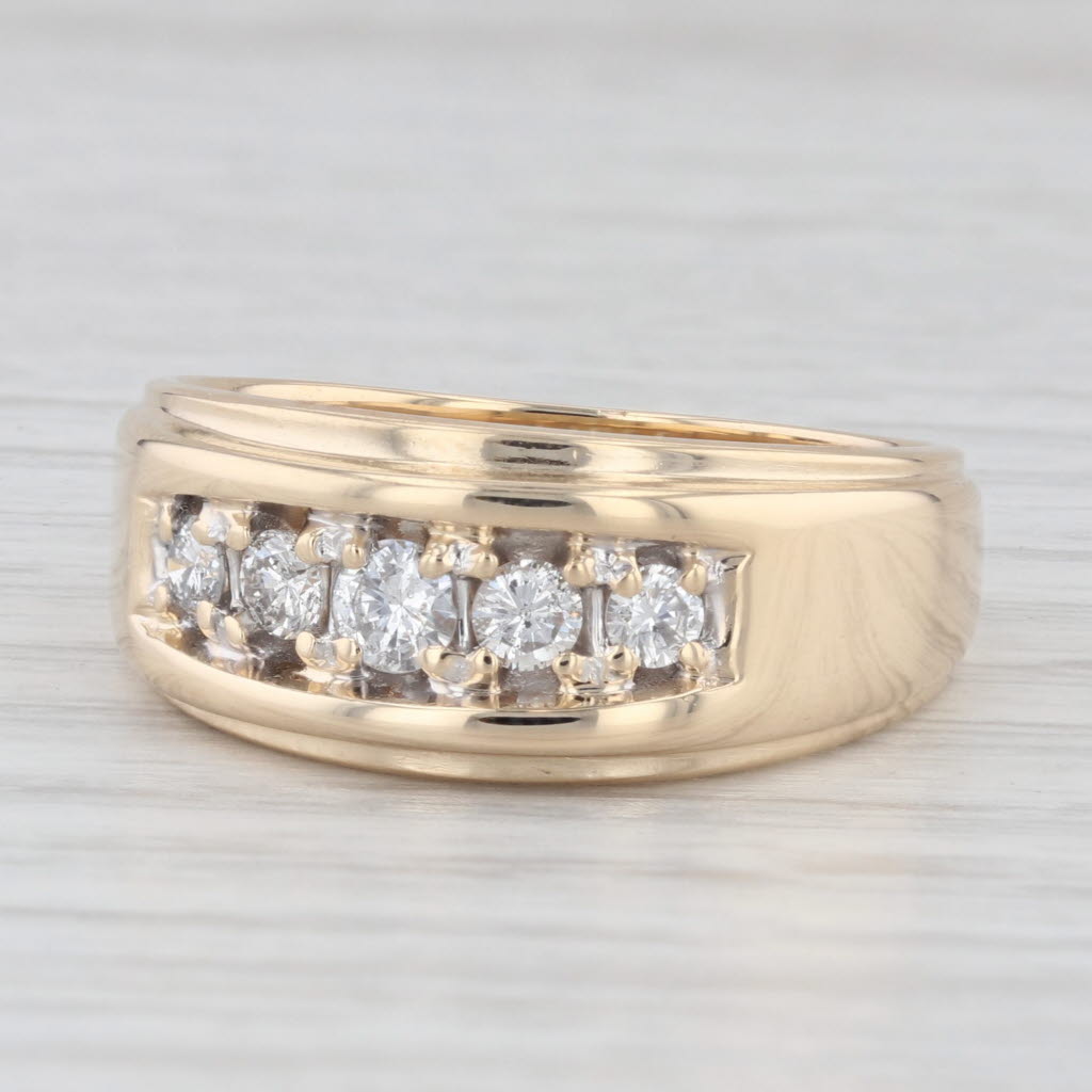 0.48ctw Diamond Men's Ring 14k Yellow Gold Size 10.25 Wedding Band