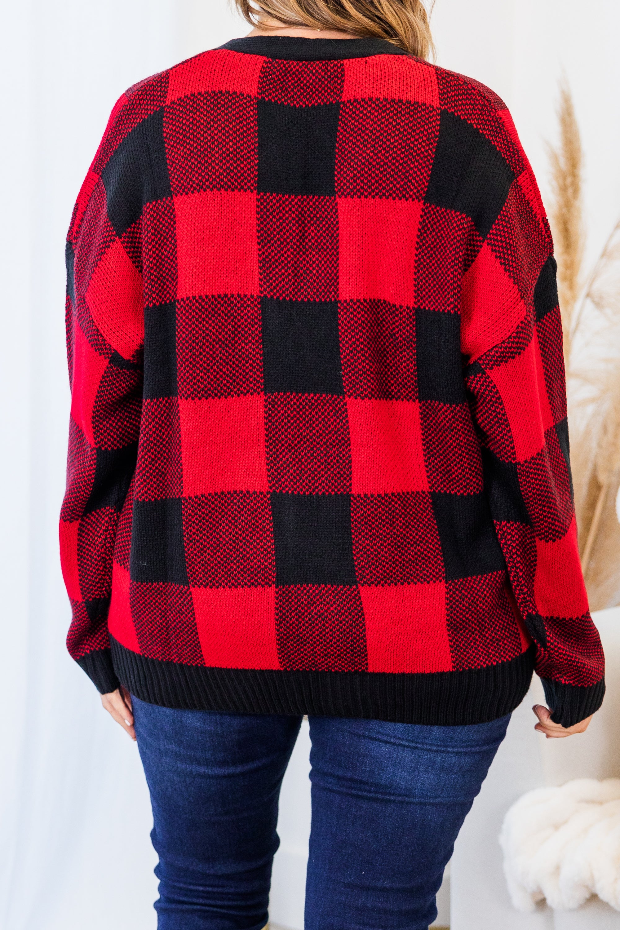 Cozy Memories Cardigan. Red-Black