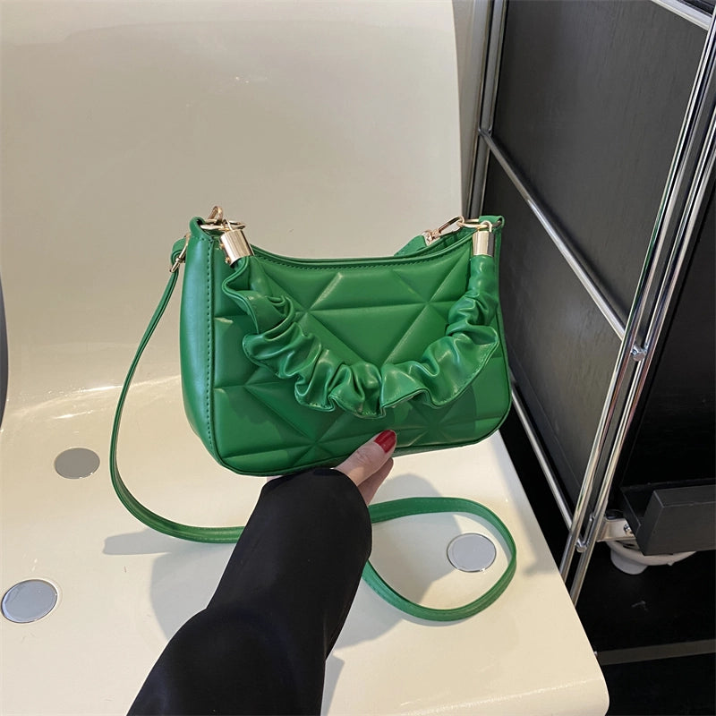 Women's Pu Leather Solid Color Cute Pillow Shape Zipper Shoulder Bag Crossbody Bag