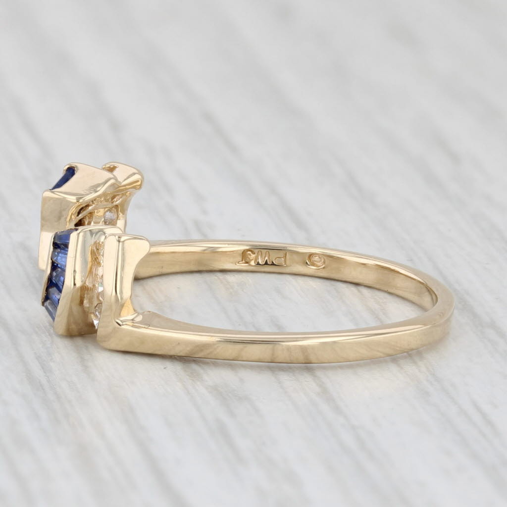 0.27ctw Lab Created Blue Sapphire Diamond Ring Guard 14k Yellow Gold Size 7.5
