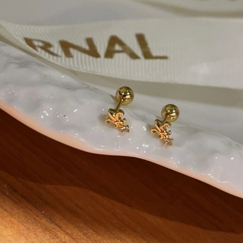 Fashion Round Heart Shape Titanium Steel Tassel Plating Inlay Zircon Ear Studs 1 Pair