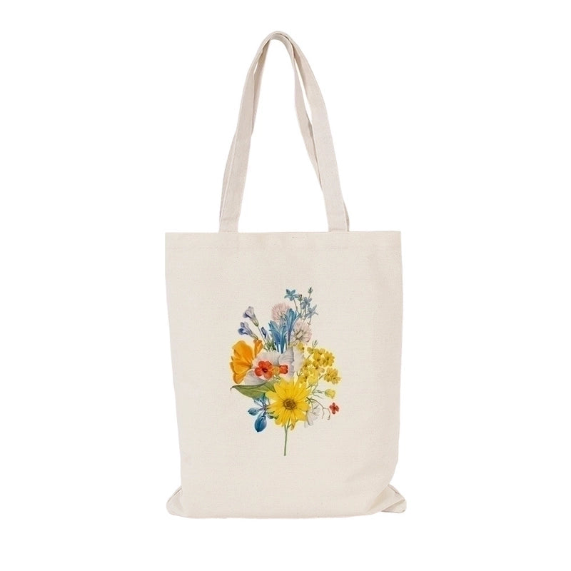 Women's Streetwear Flower Canvas Shopping Bags