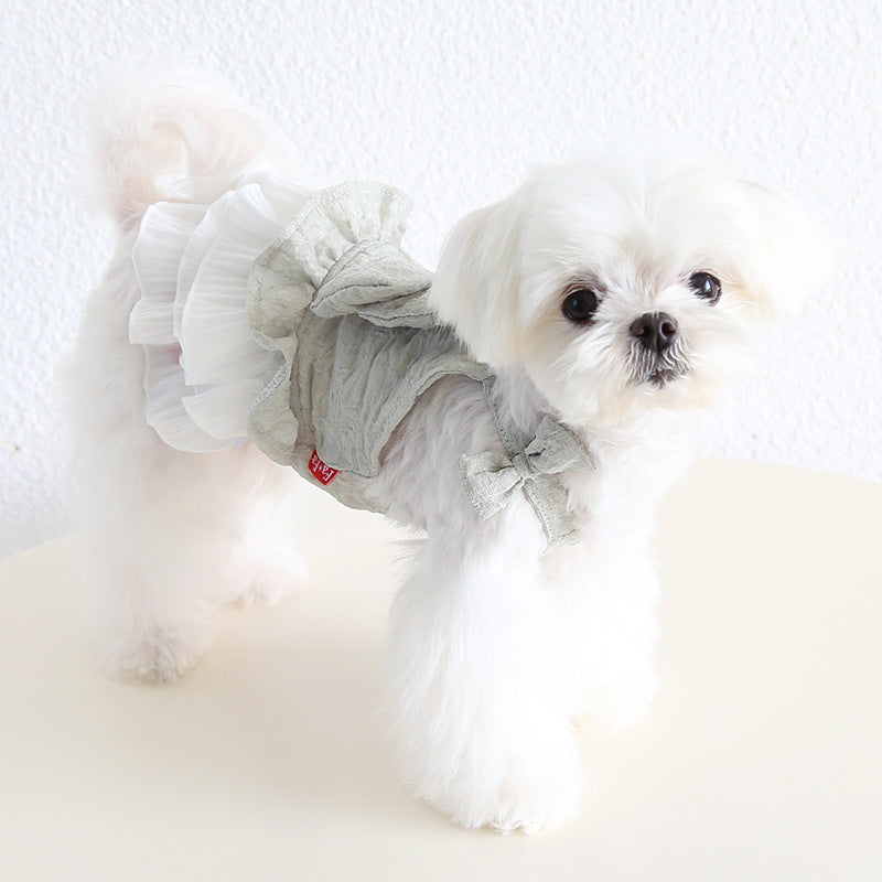Sweet Big Bow Dog Cat Chiffon Dress