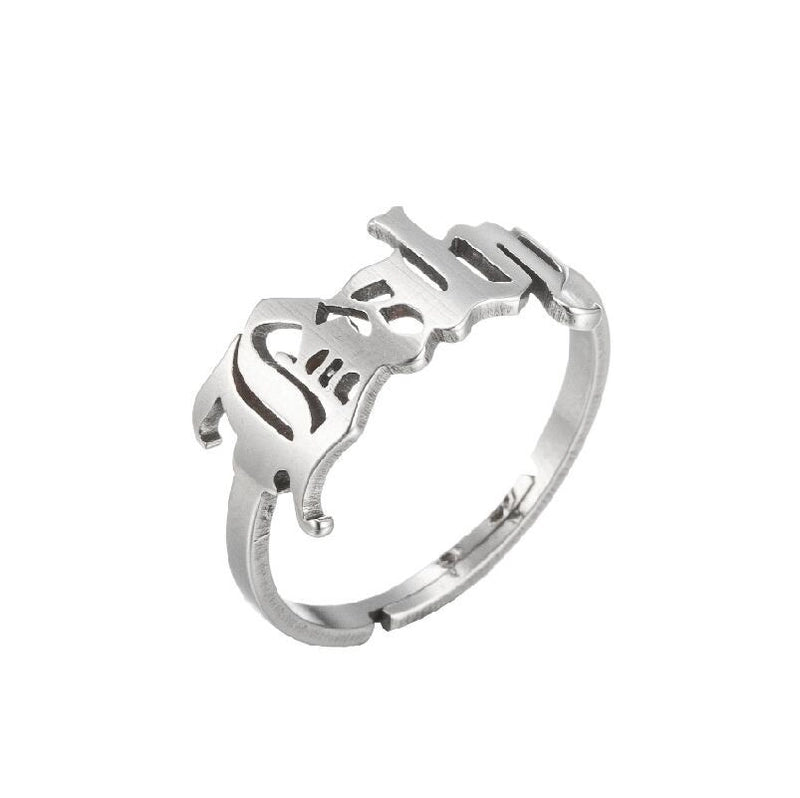 Fashion Letter 201 Stainless Steel 18K Gold Plated Hollow Out Rings
