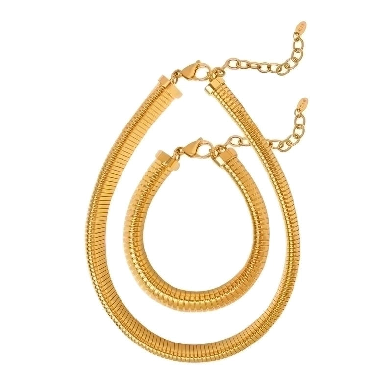 Hip-Hop Rock Punk Solid Color Titanium Steel 18K Gold Plated Plating Bracelets Necklace