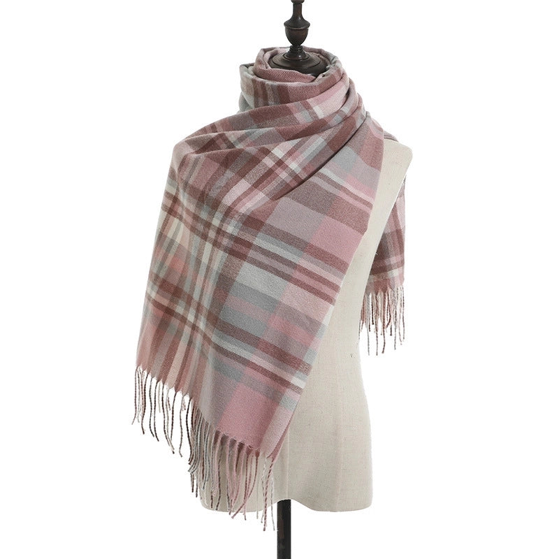 Scarf Women's College Style Simple Imitation Cashmere Scarf Women's Autumn And Winter New Knitted Warm Shawl A Generation Of Hair