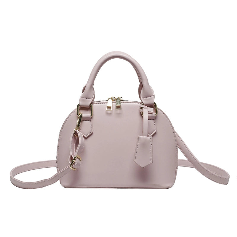 Women's All Seasons Pu Leather Solid Color Vintage Style Shell Zipper Dome Bag