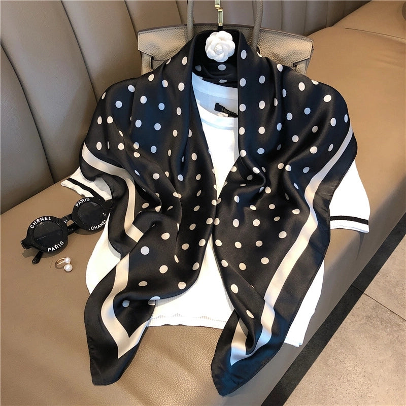 Women's Elegant Business Polka Dots Polyester Printing Silk Scarf