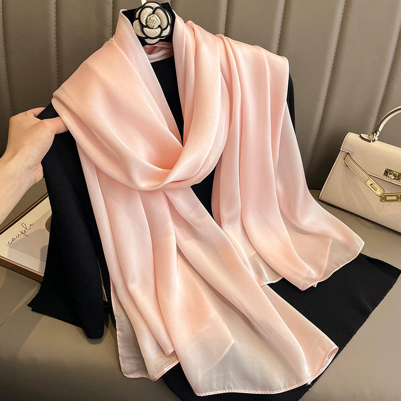 Women's Minimalist Classic Style Solid Color Imitated Silk Silk Scarf