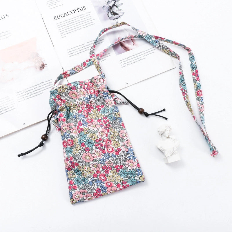 Women's Cotton Flower Elegant Square String Phone Wallets